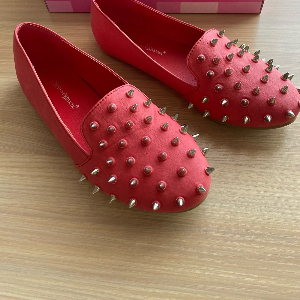 **SOLD**-- NATURE BREEZE spiked studded slip-on loafer - Picture 2 of 4